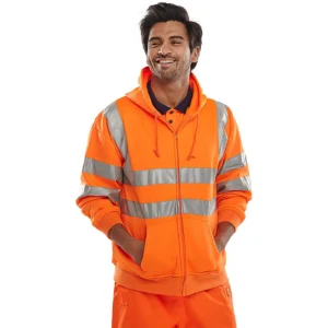 Beeswift BSHSSENOR Zip-up Hi-Vis Hooded Sweatshirt Orange Class 3 — photo 2 of 4