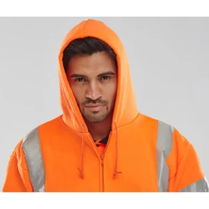 Beeswift BSHSSENOR Zip-up Hi-Vis Hooded Sweatshirt Orange Class 3 — photo 3 of 4