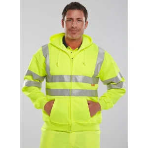 Beeswift BSHSSENSY Zip-up Hi-Vis Hooded Sweatshirt Yellow Class 3 — photo 3 of 4