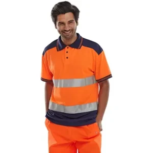 Beeswift CPKSTTENOR Hi-Vis Two Tone ORANGE/NAVY Polo Shirt — photo 2 of 4