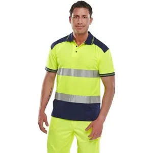Beeswift CPKSTTENSY Hi-Vis Two Tone YELLOW/NAVY Polo Shirt — photo 2 of 4
