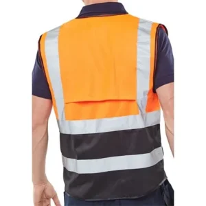 Beeswift HVWCTTORBL Two Tone Hi-Vis Executive Waistcoat ORANGE/BLACK — photo 2 of 2