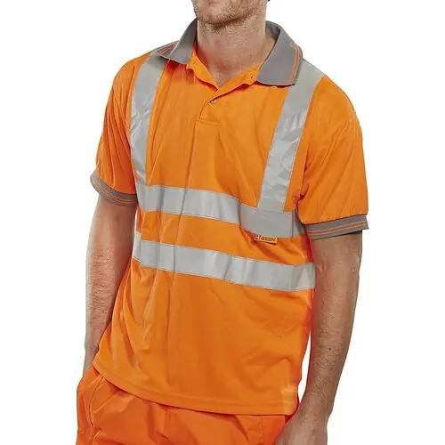 Beeswift BPKSENOR BSEEN Hi-Vis EN ISO 20471 Short Sleeve Orange Polo Shirt