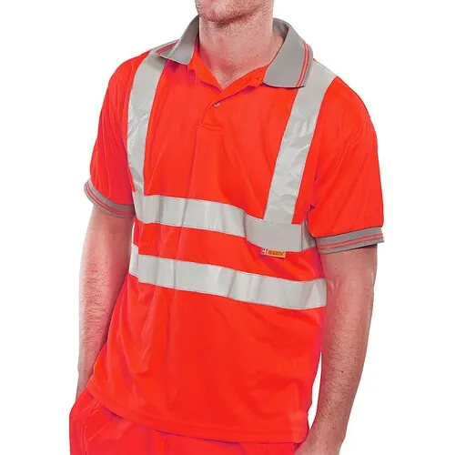 Beeswift BPKSENRE BSEEN Hi-Vis EN ISO 20471 Short Sleeve Red Polo Shirt