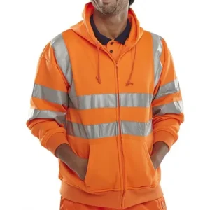 Beeswift BSHSSENOR Zip-up Hi-Vis Hooded Sweatshirt Orange Class 3 — photo 1 of 4