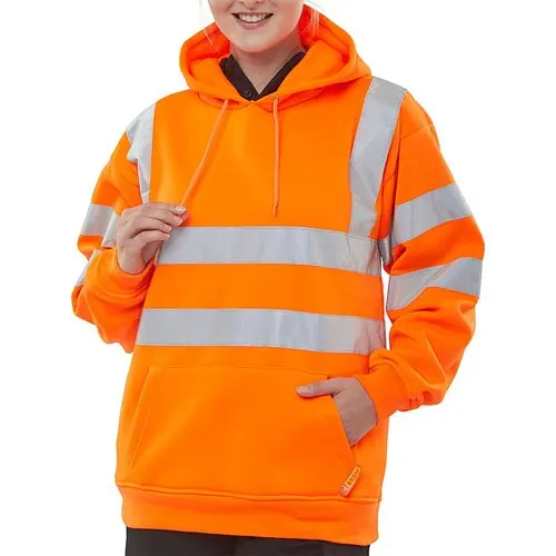 Beeswift BSSSH25OR Hi-Vis Pull ON Hoody Sweatshirt Orange Class 3
