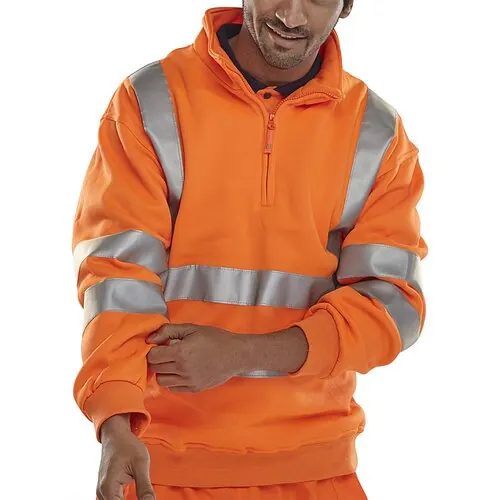 Beeswift BSZSSENOR Hi-Vis Orange Zipped Sweatshirt EN471