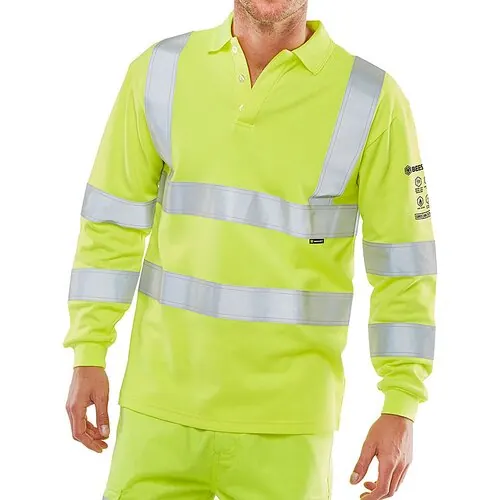Beeswift CARC2HVSY FR ARC Compliant Anti-static HI VIZ Yellow Polo Shirt