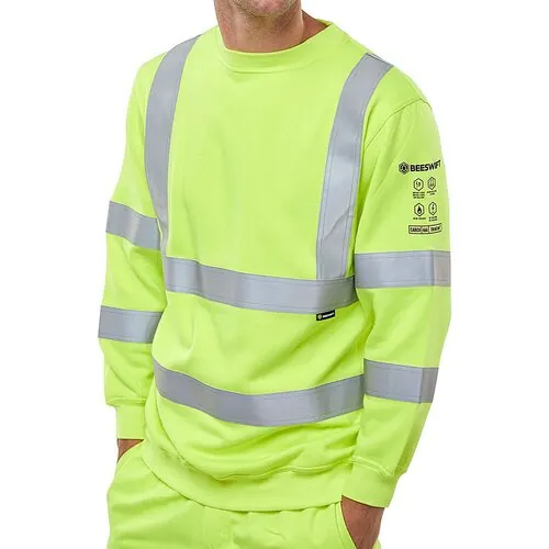 Beeswift CARC8SY FR ARC Compliant Anti-static Hi-Vis Yellow Sweatshirt