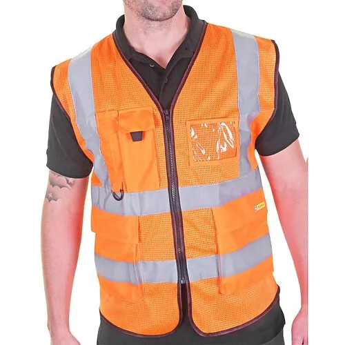 Beeswift HVMWEXECOR Executive Mesh Hi-Vis Waistcoat Orange