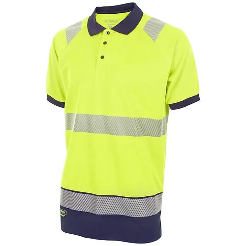 Beeswift HVTT010SYN Hi-Vis Two Tone YELLOW/NAVY Short Sleeve Polo Shirt