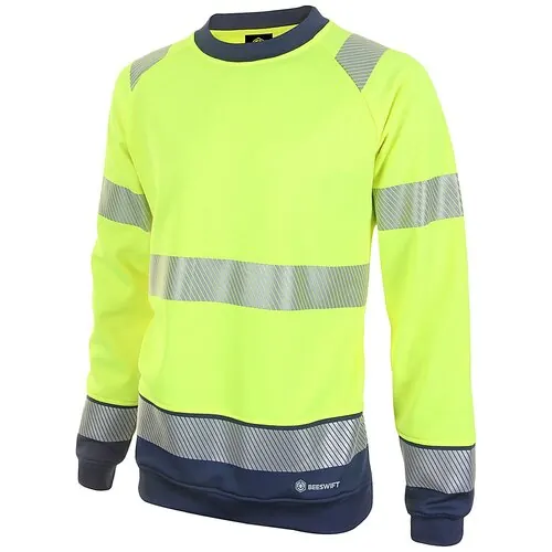 Beeswift HVTT020SYN Hi-Vis Two Tone YELLOW/NAVY Sweatshirt