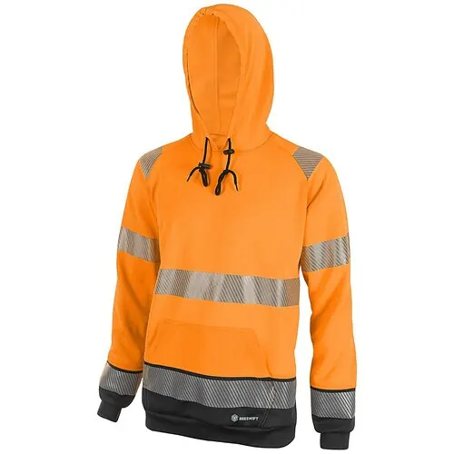 Beeswift HVTT025ORBL Hi-Vis Two Tone Hoody ORANGE/BLACK