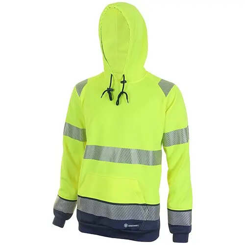 Beeswift HVTT025SYN Hi-Vis Two Tone Hoody YELLOW/NAVY