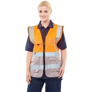 Beeswift HVWCTTORGY Two Tone Hi-Vis Executive Waistcoat ORANGE/GREY — photo 1 of 2