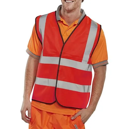 Beeswift WCENGRE BSEEN EN ISO 20471 Hi-Vis Vest Red